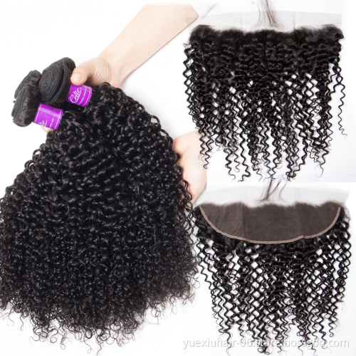 Virgin straight Curly Hair Extensions 100% Remy cheap brazilian Human Hair  lace closure frontal aligned hair vendor